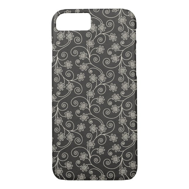 Schwarz-Weiß-Blumendesign Case-Mate iPhone Hülle (Rückseite)