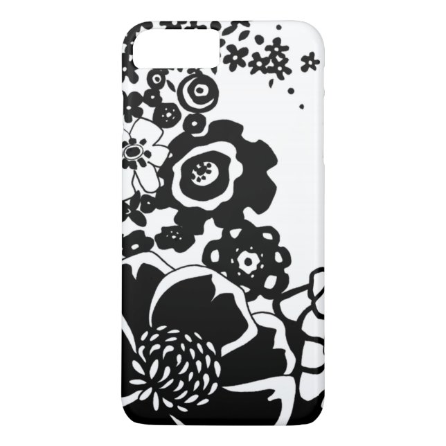 Schwarz-Weiß-Blumengarten Grafisches Muster Case-Mate iPhone Hülle (Rückseite)