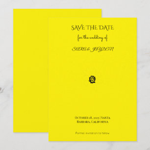 Schwarz-Weiß-Blumenliniengrafik – Clipart-Design Save The Date
