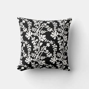 Schwarz-Weiß-Blumenmuster Kissen