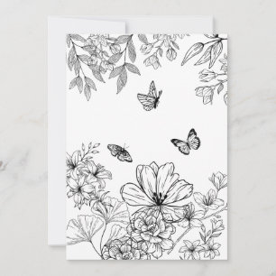 Schwarz-Weiß-Blumenmuster Minimalistisch Feiertagskarte