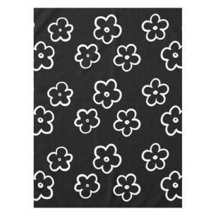 Schwarz-weiss Blumenmuster Tischdecke