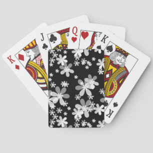 Schwarz-weiß blumenreich spielkarten