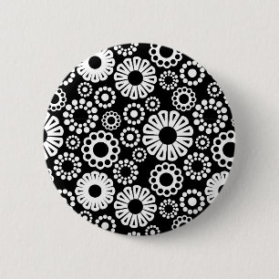 Schwarz-Weiß-Blumenschaltfläche Button