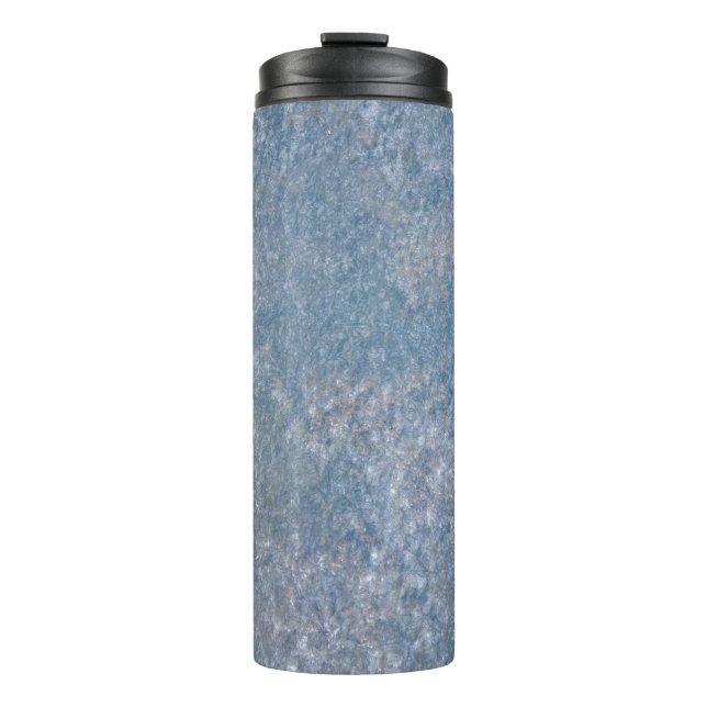 Schwarz-Weiß-Blumentextilien Thermosbecher (Vorderseite)