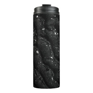 Schwarz-Weiß-Blumentextilien Thermosbecher