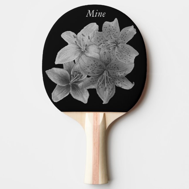 Schwarz-Weiß-Blumenzeitschrift Tischtennis Schläger (Vorderseite)