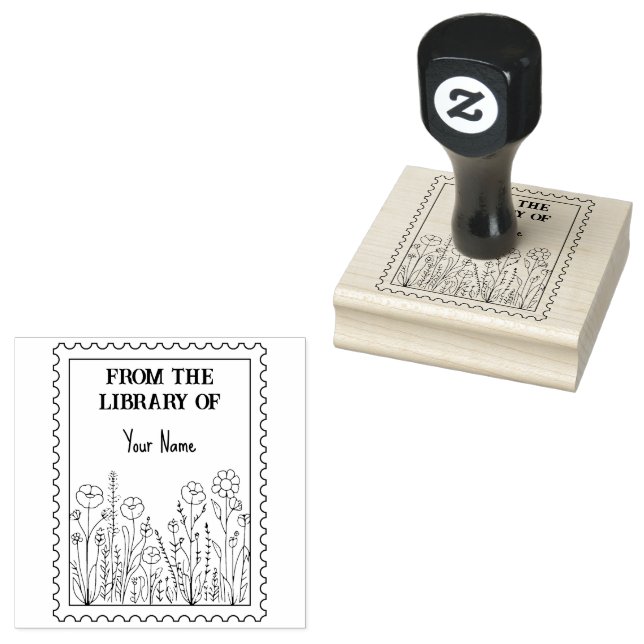 Schwarz-Weiß-Blüte aus der Postbibliothek Gummistempel (Stempel)