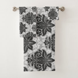 Schwarz-Weiß-Blüte Badhandtuch Set
