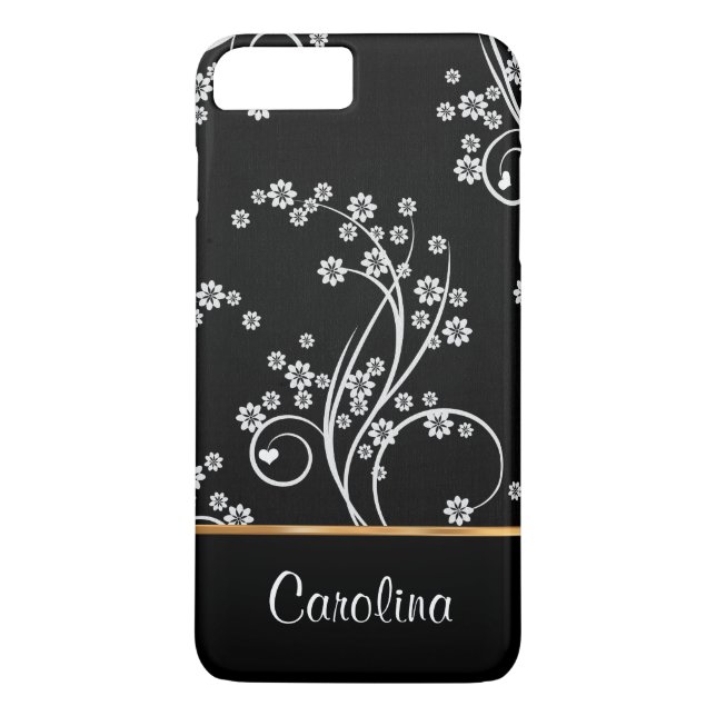 Schwarz-Weiß-Blüten, Imitat-Goldfolie Case-Mate iPhone Hülle (Rückseite)