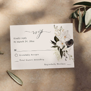 Schwarz-Weiß-Blüten ni Mahlzeit UAWG 4 RSVP Karte