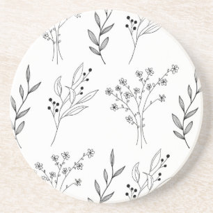 Schwarz-Weiß-Blütenboho-Hochzeit Getränkeuntersetzer