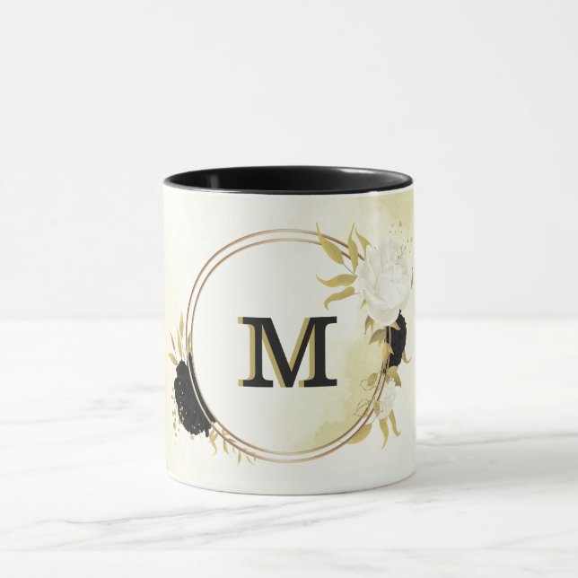 Schwarz-Weiß-Blütengold Tasse (Zentrum)