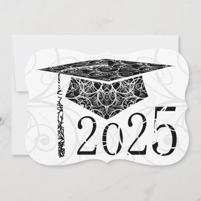 Schwarz-Weiß-Blütenkappe 2025 Karte (Vorderseite)