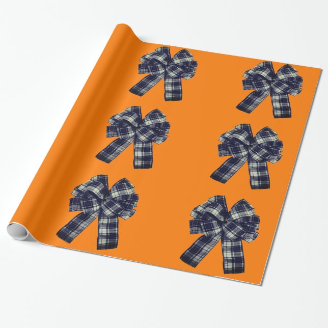 Schwarz-Weiß-Bogen auf orangefarbenem Wrapping Pap Geschenkpapier (Ungerollt)