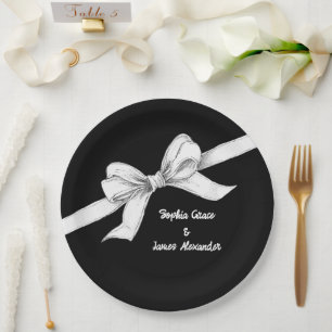 Schwarz-Weiß-Bogen Elegante Hochzeit Monochrom Pappteller
