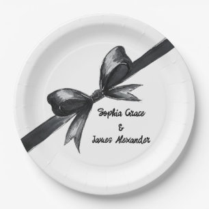 Schwarz-Weiß-Bogen Elegante Hochzeit Monochrom Pappteller