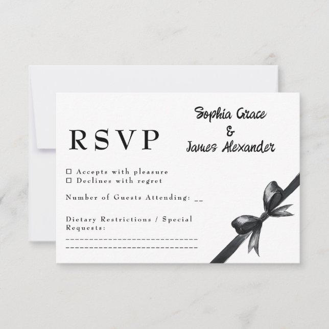 Schwarz-Weiß-Bogen | Elegante Hochzeit | Monochrom RSVP Karte (Vorderseite)
