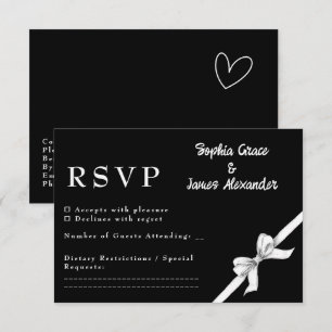 Schwarz-Weiß-Bogen Elegante Hochzeit Monochrom RSVP Karte