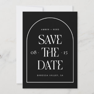 Schwarz-Weiß-BogenRetro Minimalistisch Moderner Sc Save The Date
