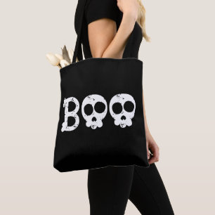 Schwarz-Weiß-Bony Skull-Boo Tasche