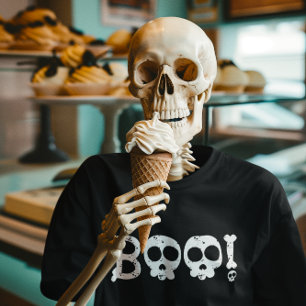 Schwarz-Weiß-Bony Skull-Boo Tri-Blend Shirt