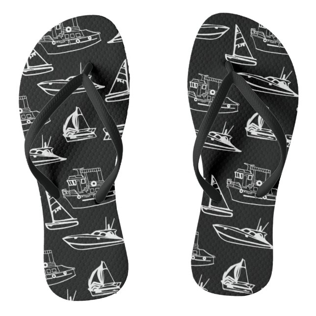 Schwarz-Weiß-Boote Flip Flops (Fußbett)