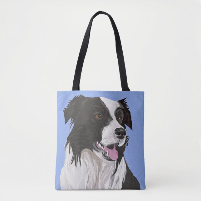 Schwarz-Weiß-Border-Collie Tasche (Vorderseite)
