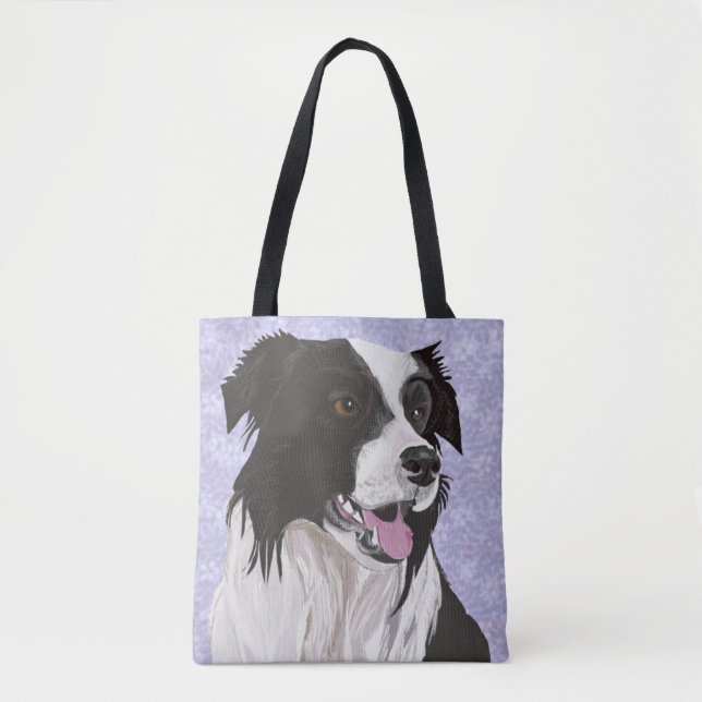 Schwarz-Weiß-Border-Collie Tasche (Vorderseite)