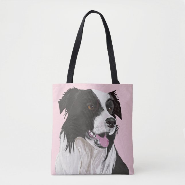 Schwarz-Weiß-Border-Collie Tasche (Vorderseite)