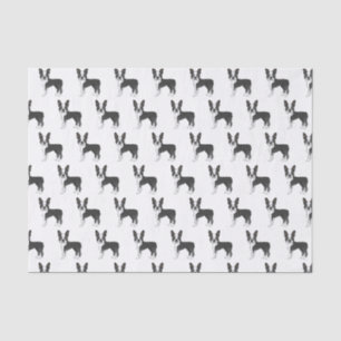 Schwarz-Weiß-Boston-Terrier-Cartoon-Hund-Muster Seidenpapier