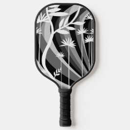 Schwarz-Weiß-Botanische Illustration Pickleball Schläger
