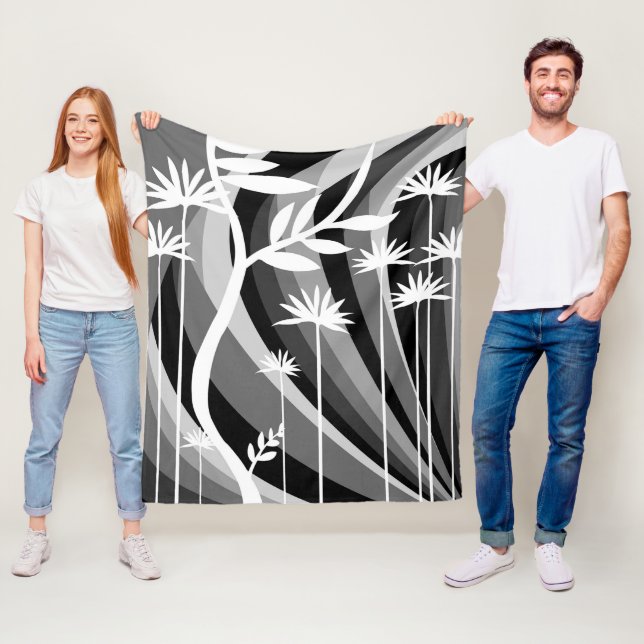 Schwarz-Weiß-Botanisches Design Fleecedecke (Beispiel)