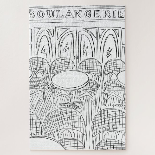 Schwarz-Weiß-Boulangerie-Jigsaw-Puzzle (Vertikal)