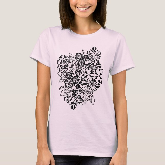 Schwarz-Weiß-Bouquet T-Shirt (Vorderseite)