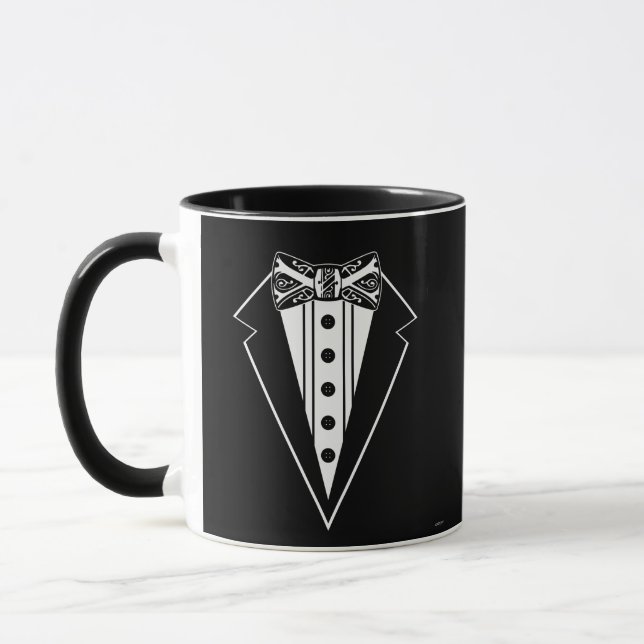 Schwarz-Weiß-Bow-Krawatte mit Tux Tasse (Links)
