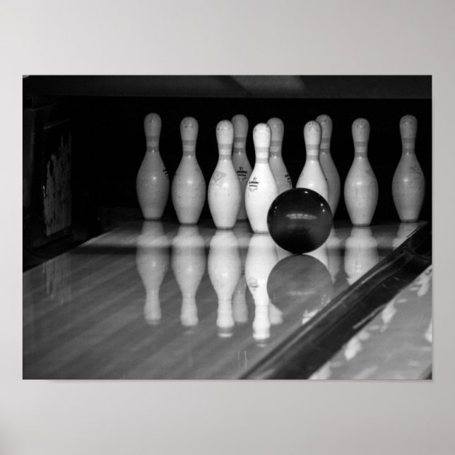 Schwarz-Weiß-Bowling Poster (Vorne)