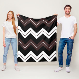 Schwarz Weiß Braun Chevron Streifen Fleecedecke