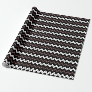 Schwarz Weiß Braun Chevron Streifen Geschenkpapier