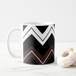 Schwarz Weiß Braun Chevron Streifen Kaffeetasse