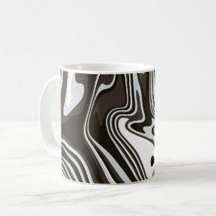 Schwarz, Weiß, Braun, Grau Abstrakte Kunst Kaffeetasse