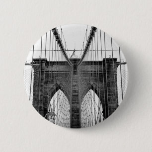 Schwarz-weiß Brooklyn Bridge New York Button