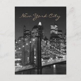 Schwarz-weiß Brooklyn Bridge New York City Postkarte