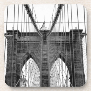 Schwarz-weiß Brooklyn Bridge New York Getränkeuntersetzer