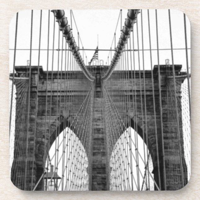 Schwarz-weiß Brooklyn Bridge New York Getränkeuntersetzer (Vorderseite)