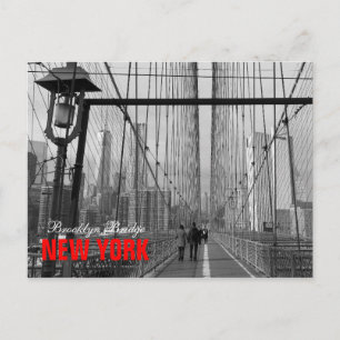 Schwarz-weiß Brooklyn Bridge - NY New York nr 2 Postkarte