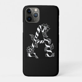 Schwarz-Weiß-Buchstabe "A" mit Twining-Blume Case-Mate iPhone Hülle