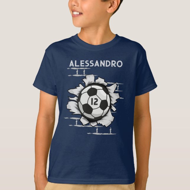 Schwarz-weiß Buckout Fußball Action-Spiel T-Shirt (Vorderseite)