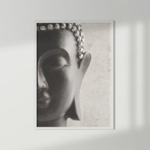 Schwarz-Weiß-Buddha-Gesicht-Poster