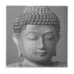 Schwarz-Weiß-Buddha-Gesichtsstatue, gebildet von L Fliese<br><div class="desc">Dekorative Keramik Kacheln mit dem Gesicht von Siddhartha Gautama,  Buddha,  mit geschnitzter Wirkung. Bild gebildet durch Linien mit variabler Breite. Geschenkidee für Menschen,  die asiatische Kunst und Spiritualität Liebe.</div>